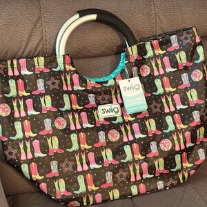 Swig Tote Bag with Disco Cowgirl/Boot Design